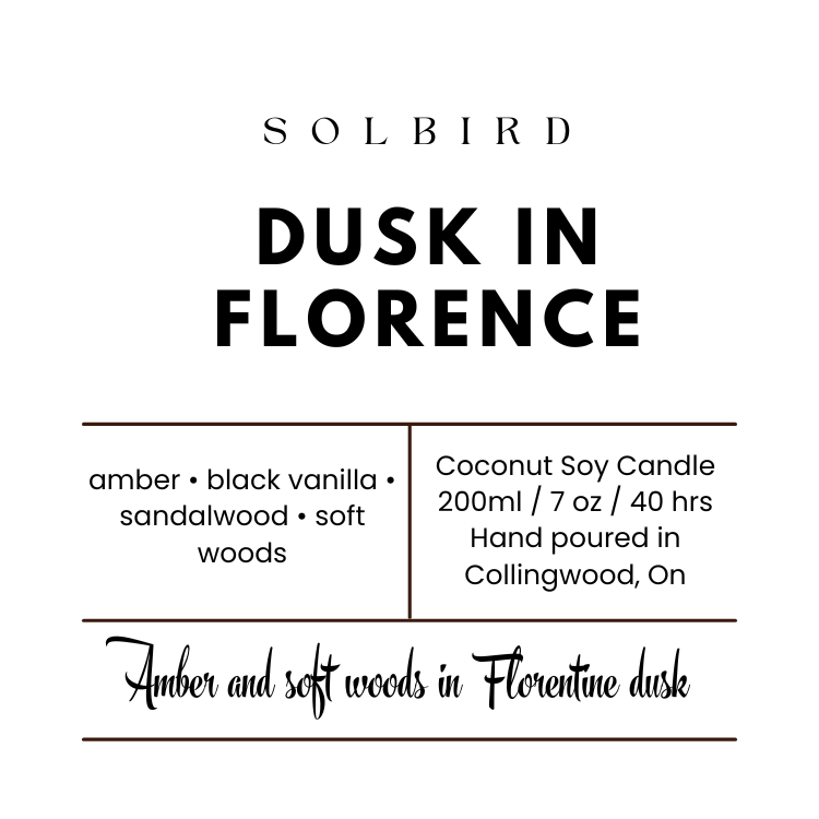 DUSK IN FLORENCE - Amber, Black Vanilla & Sandalwood Candle